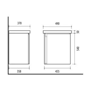 Bathroom Vanity Unit and Basin 500 Cloakroom Sink Wall Cabinet Oak Finish Avir