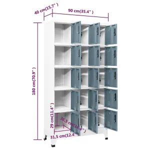 Berkfield Locker Cabinet Light Grey and Dark Grey 90x40x180 cm Steel