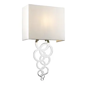 Elstead Rosa Medium 1 Light Wall Light, Polished Chrome, Ivory Faux Silk Shade