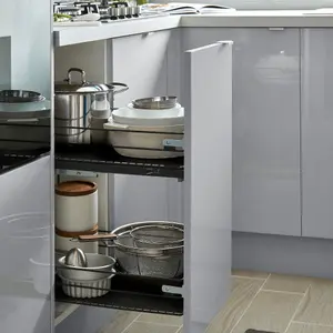 GoodHome Pebre Grey Soft-close runners 40cm Pull-out storage