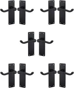 5 Pair of Victorian Scroll Matt Black Lever Latch Door Handles 150mm Long Golden Grace