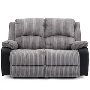 Postana Electric High Back Jumbo Cord Fabric Recliner 2 Seater Sofa (Grey)