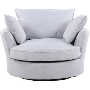 Irwin Woven Textured Fabric Smoke Grey Coloured Swivel Based Cuddle Chair