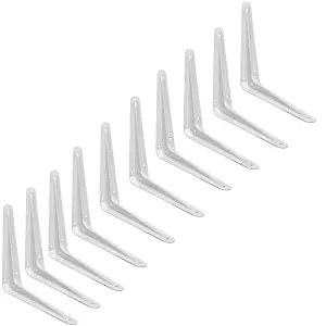 MKGT London White Shelf Brackets, Floating Book Shelves Support, Pack of 10 (200x150mm 8x6inch)