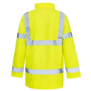 Medium Safety Security High Visibility Workwear Standard Parka Waterproof Security Reflective Jacket With Fluorescent Hood