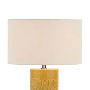 Inlight Dactyl Embossed ceramic Cylinder Ochre Table light