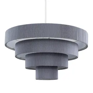 ValueLights Nevada Modern 4 Tier Dark Grey Fabric Ceiling Pendant Light Shade