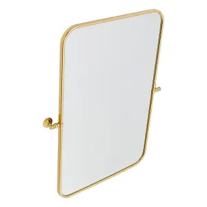 Metal Rectangular Decorative Wall Mounted Mirror in Gold