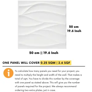 3D Wall Panels Adhesive Included - 6 Sheets Cover 16.15ft²(1.5m²) Interior Cladding Panels - Wavy Wave Effect Design Matte White