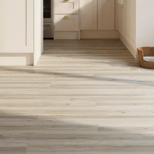 GoodHome Mambo Fancy White Distressed Wood effect Synchronic Click vinyl Plank Sample