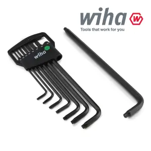 Wiha Torx L-key Allen 8pcs Set T9 To T40 With Holder Black oxidised 34736