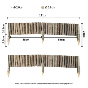 1.2m Hazel Log Roll Flexible Lawn Edging - 20cm Height