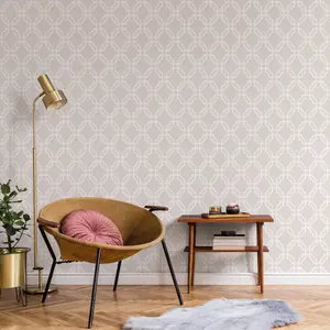 Galerie Luxe Beige Trellis Smooth Wallpaper