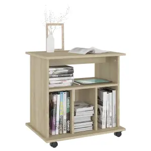 Berkfield Rolling Cabinet Sonoma Oak 60x45x60 cm Engineered Wood