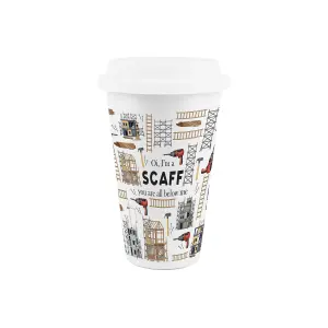 Scaffolder Ceramic Travel Mug - Novelty Tradies Gifts/New Job Presents - Double-Walled Insulated Hot/Cold Drinks Cup