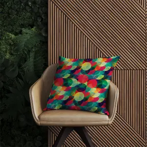 Colourful Grunge Circle Pattern Outdoor Cushion 45cm x 45cm