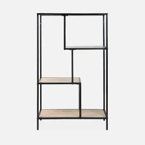 sweeek. 4-level industrial bookshelf in metal and wood effect Loft Natural 69x33x113.5 cm