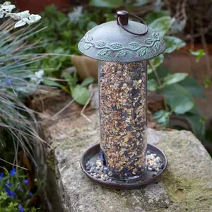 Peckish Secret garden Steel Seed Green Bird feeder 0.7L