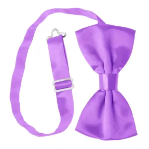 Light Purple Satin Polyester Bow Tie for Casual & Formal Wear, Wedding Party Accessory