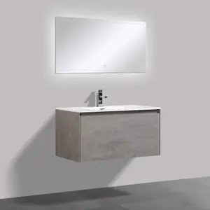 Rigel Concrete Wall Hung Bathroom Vanity Unit with White Basin (W)900mm (H)450mm