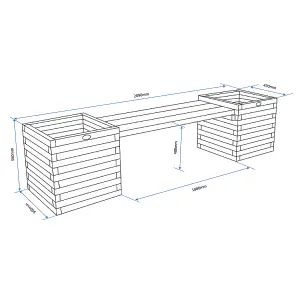 Hutton Garden Wooden British Made Windermere Garden Planter Bench FCS Cert