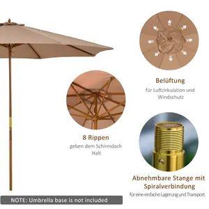 Lakewood 300cm Market Parasol Khaki