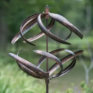 Sphere Garden Wind Sculpture - Brushed Copper