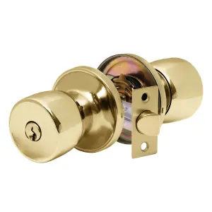 XFORT Tulip Entrance Knob Set Polished Brass, Door Knob with Lock