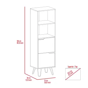 tall bookcase with 2 doors, bleached pine & stone effect, Manhattan range