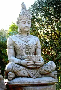 Large Sitting Oriental Thai Stone Buddha Statue