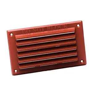 H-Smart Terracotta Louvre Air Vent 6'' x 3'' Plastic Grille with Removable Flyscreen Cover