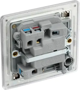 BG Electrical FBS53 Nexus Screwless Flat-Plate Switched Fused Connection Spur Unit Flex Outlet Brushed Steel Neon 13A