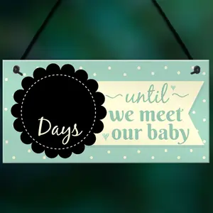 Red Ocean Chic Countdown New Baby Pregnancy Mum Hanging Wall Plaque Sign Baby Shower Gifts