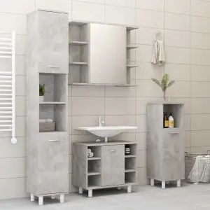 Berkfield Bathroom Mirror Cabinet Concrete Grey 80x20.5x64 cm Engineered Wood