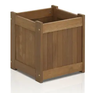 Furinno Tioman Hardwood Flower Box in Teak Oil