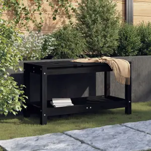 Berkfield Garden Bench Black 82.5x35x45 cm Solid Wood Pine