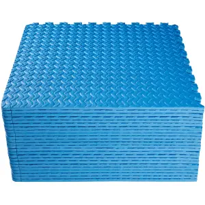 Gym Mats - 24 interlocking sections with 48 edge pieces, 61 x 61 cm each - blue