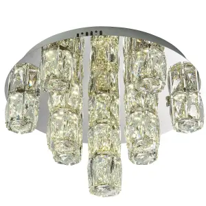 Flush Ceiling Light Chrome Plate & Clear Crystal 15 x 2.7W LED module