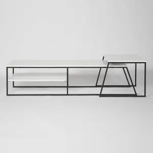 FWStyle Modular TV Unit Sofa Table Set Modern Design Black Metal Painted White