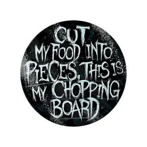 Grindstore Cut My Food Into Pieces Round Chopping Board Black/Light Blue (One Size)