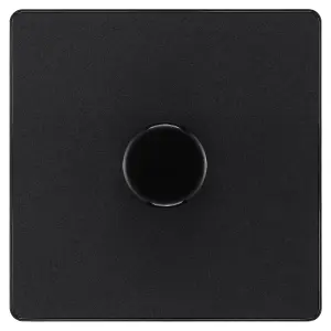 British General profile Single 2 way 200W Screwless Dimmer switch Matt Black