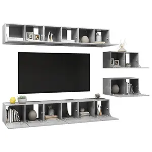 Berkfield TV Cabinets 8 pcs Concrete Grey Engineered Wood