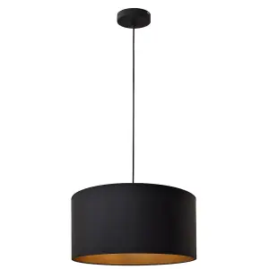 Luminosa Alba Cylindrical Pendant Ceiling Light Black, Gold 40cm