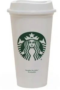 Starbucks White Reusable Plastic Travel Mug/Cup/Tumbler Grande Medium, 16Oz 473Ml