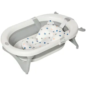 HOMCOM Foldable Baby Bath Tub Ergonomic with Temperature-Induced Water Plug