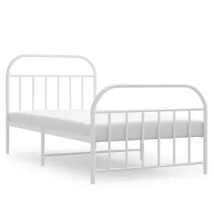 Berkfield Metal Bed Frame with Headboard and Footboard White 107x203 cm