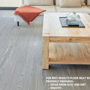 Self Adhesive Floor Planks - 36 Planks Per Pack Covering 53.8 ft² (5 m²) - Peel And Stick Vinyl Flooring in Grey Oak Wood Effect