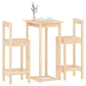 2 - Person Pine Solid Wood Dining Set Brown