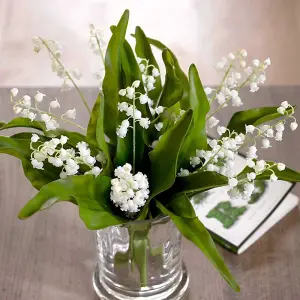 Bloom Artificial Single Lily Of The Valley Flower Stem - Faux Fake Silk Flower Indoor Home Decoration Floral Arrangements - L30cm