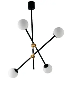 Luminosa Antitesi Globe Ceiling Pendant, Black, Gold, Opal, E14